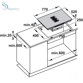 Bếp từ kết hợp hút mùi 4 vùng nấu Hafele HC-IHH77D 536.61.655